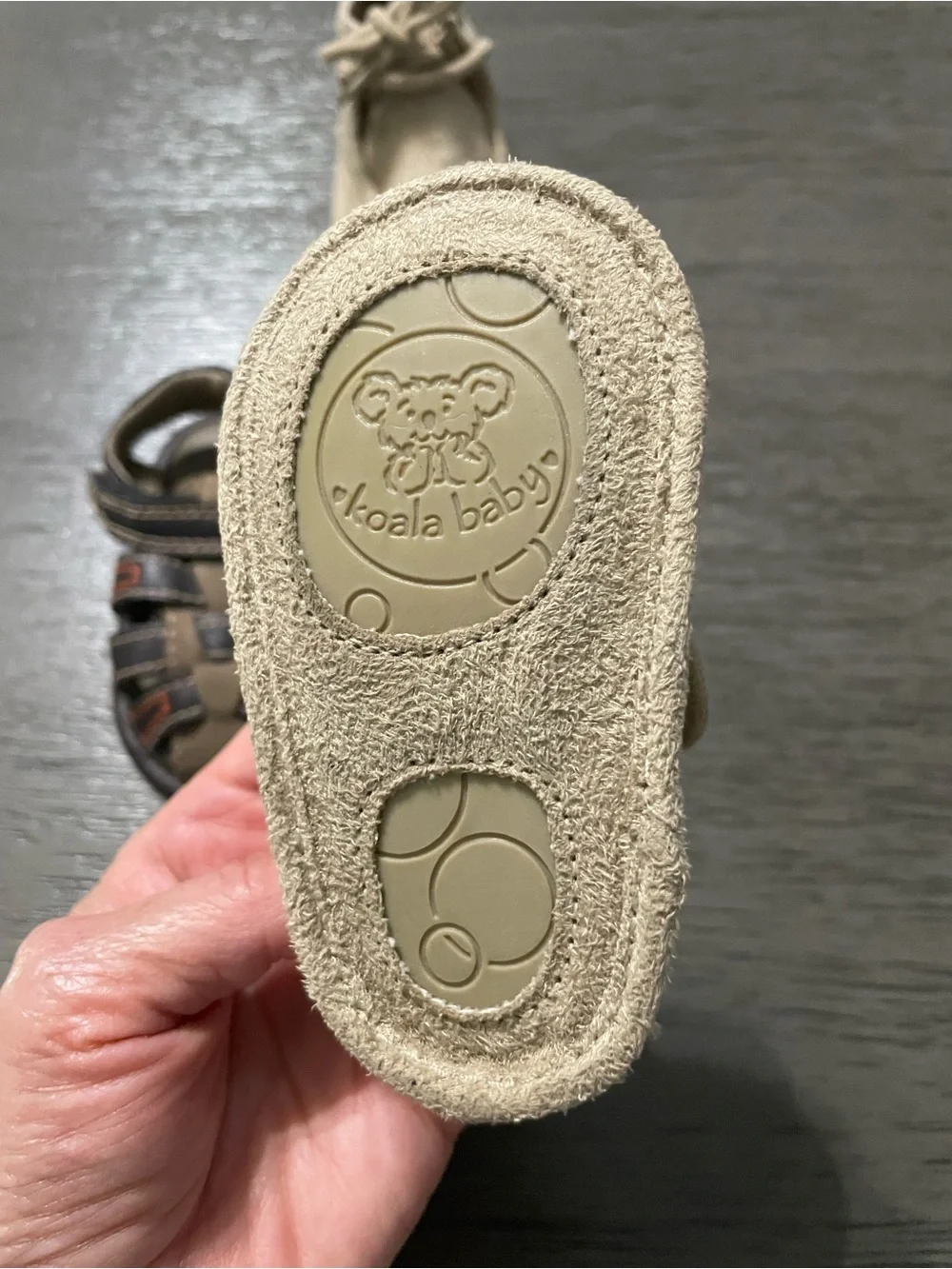 Set of Koala Kids Beige Suede Moccasins size 2 & Brown Sandals size 3